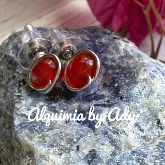 Alquimia Red and Silver Earrings - Picture 1 of 2